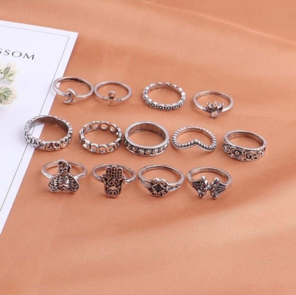 Boho Silver ring Set - Picture 2 of 4